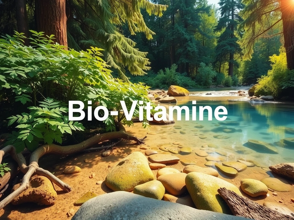 Peisaj natural seren, cu o pădure luxuriantă și un râu cristalin, simbolizând puritatea și originea naturală a ingredientelor Biovitaminea.