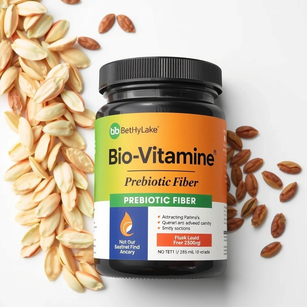 Imagine cu supliment de Fibre Prebiotice Biovitaminea, cu ovăz și in în fundal